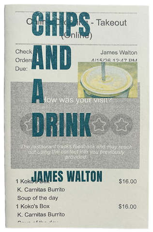 Chips and a Drink Vol. 1. A collection of writings on topics ranging from second amendment rights to seafood to dragons. 17 riso printed pages.